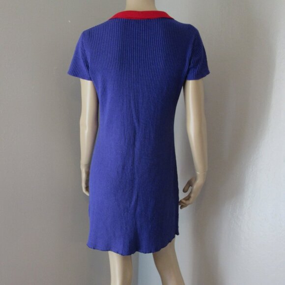 Delia's Purple & Red Size XL Button Front Short Sleeve Ribbed Mini Dress - Picture 2 of 4